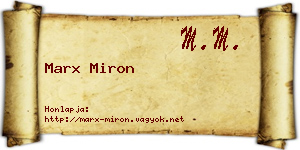 Marx Miron névjegykártya